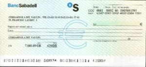 Spanish bank cheque