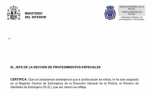 Apply for a no-number in Spain